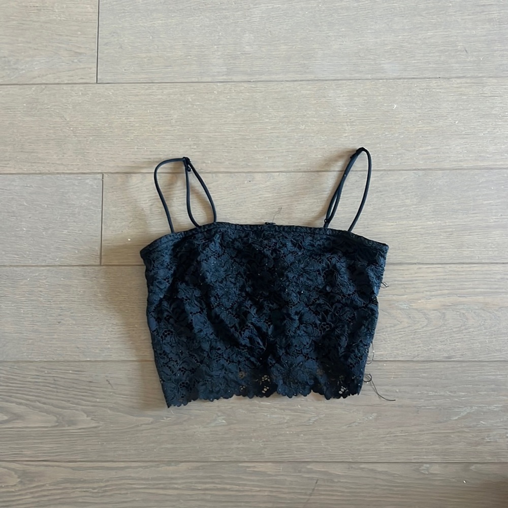 black lace crop tank